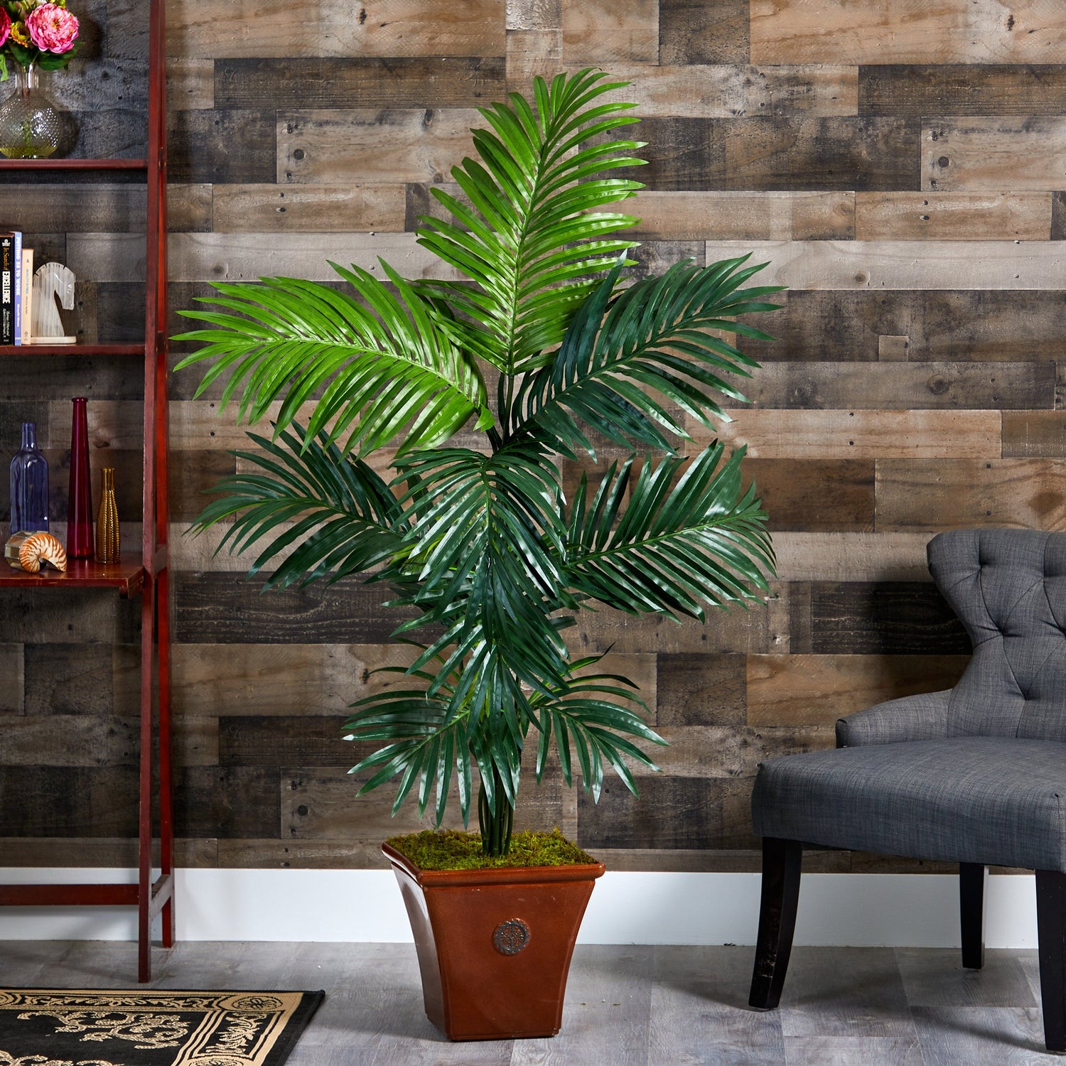 5’ Kentia Artificial Palm Tree in Brown Planter
