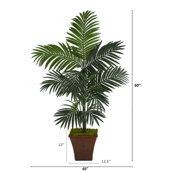 5’ Kentia Artificial Palm Tree in Brown Planter