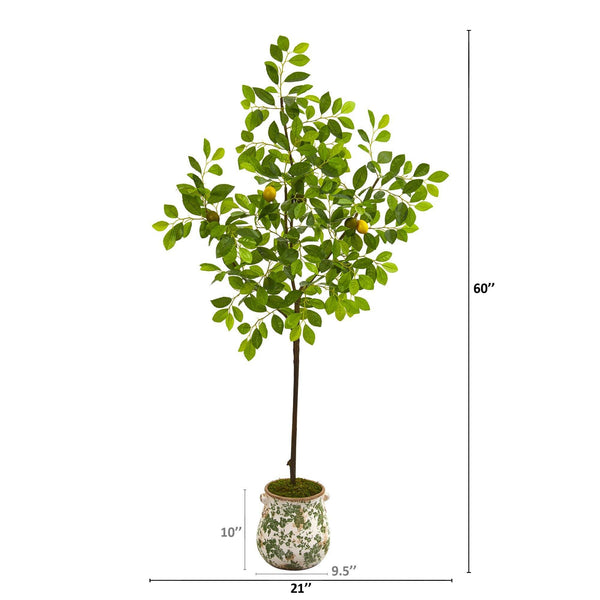 5’ Lemon Artificial Tree in Floral Planter