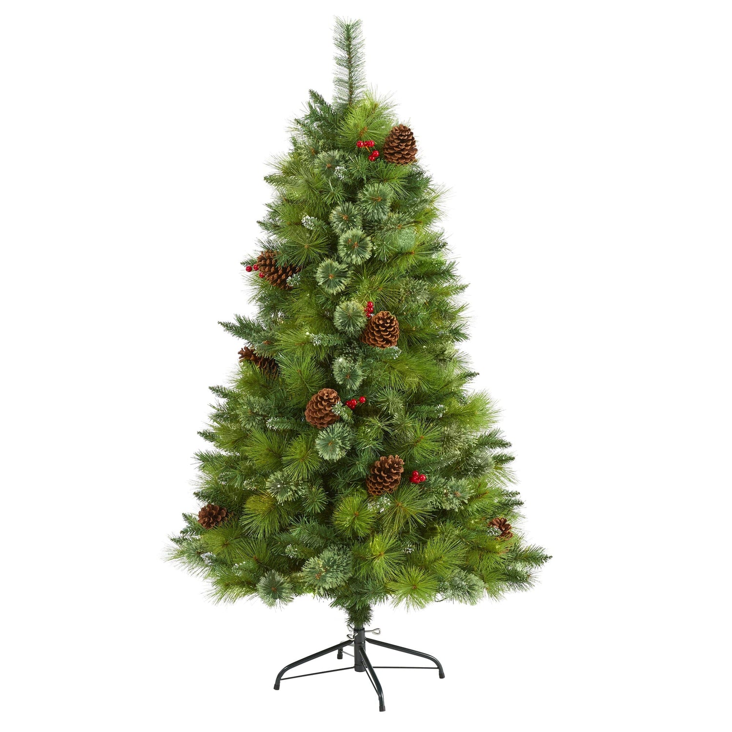 5’ Montana Mixed Pine Artificial Christmas Tree with Pine Cones, Berries and 510 Bendable Branches
