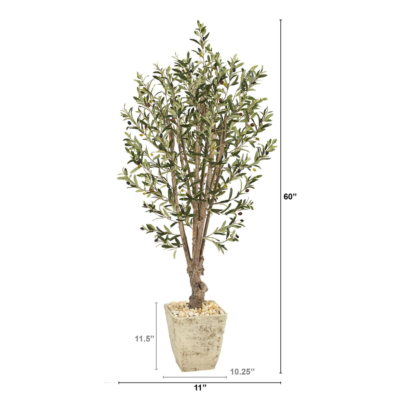 5’ Olive Artificial Tree in Country White Planter
