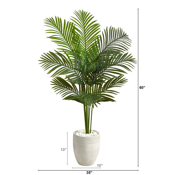 5’ Artificial Paradise Palm Tree in White Planter