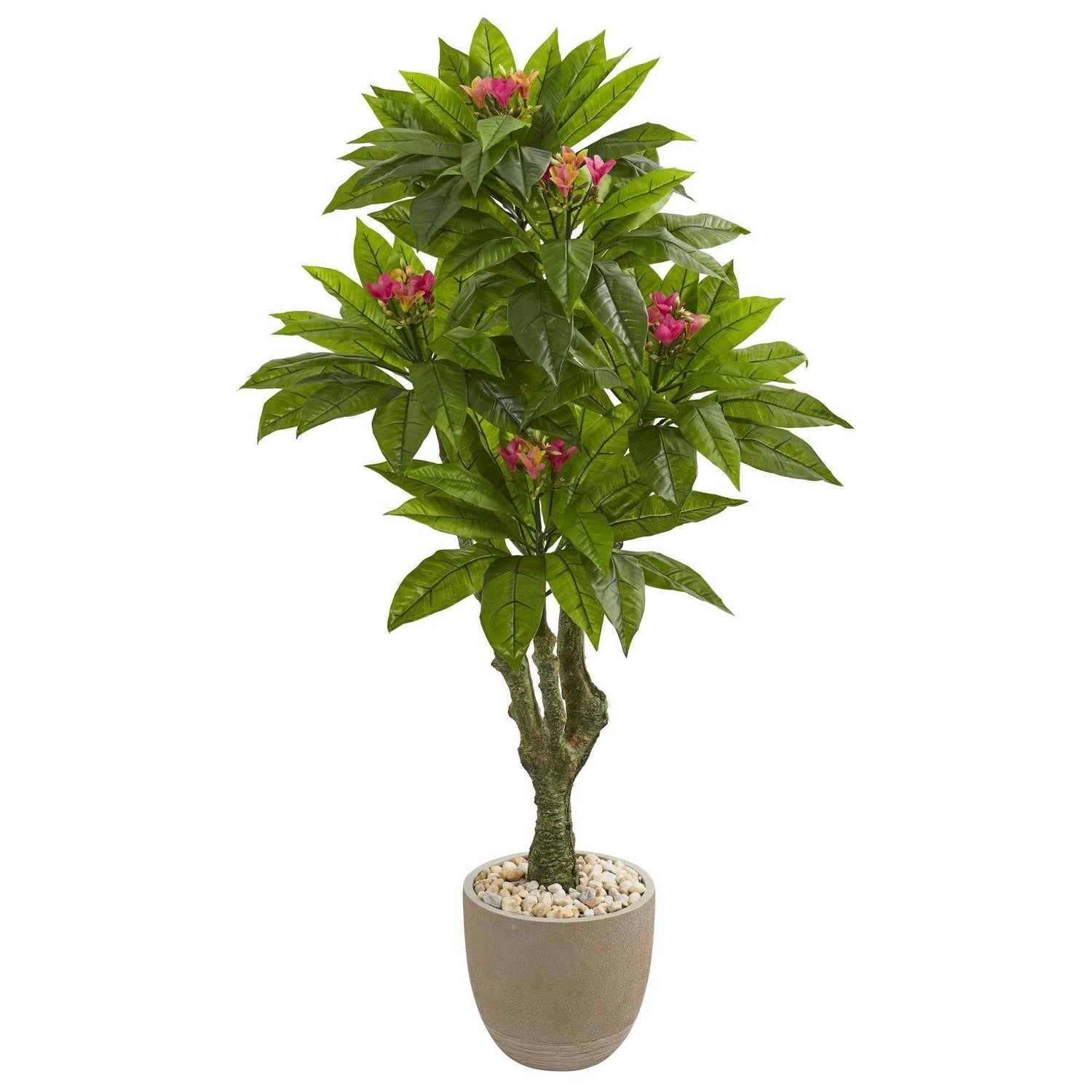 5’ Plumeria Artificial Tree in Decorative Planter (Indoor/Outdoor)