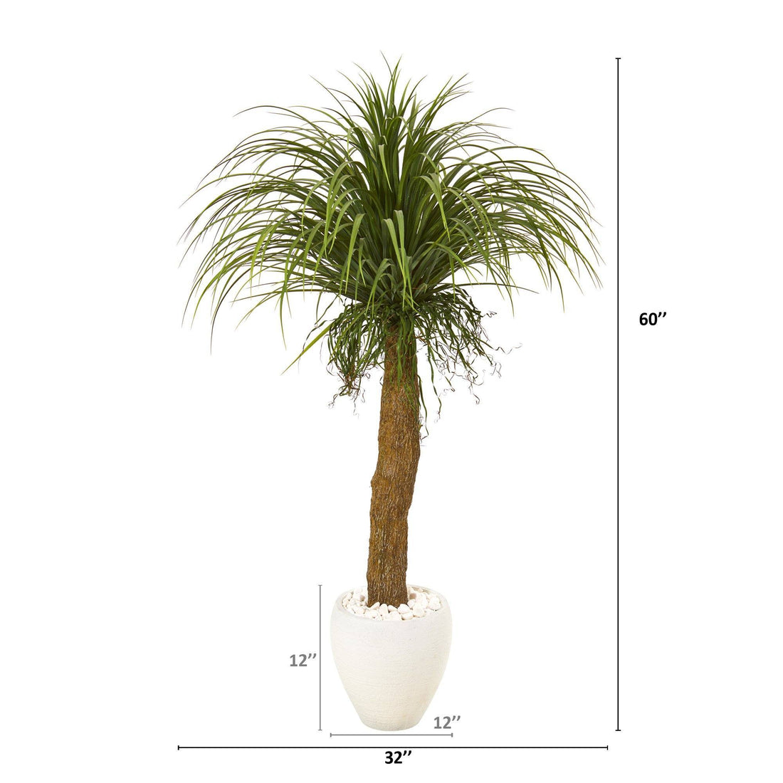 5’ Pony Tail Palm Artificial Plant in White Planter