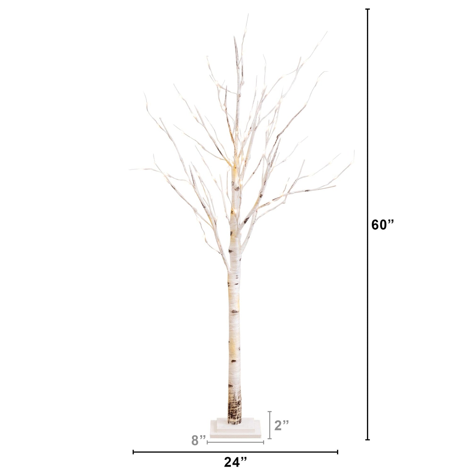 5' Pre-Lit Artificial Birch Tree with 76 Warm White LED Lights