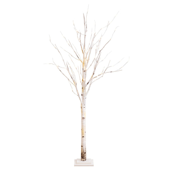 5' Pre-Lit Artificial Birch Tree with 76 Warm White LED Lights