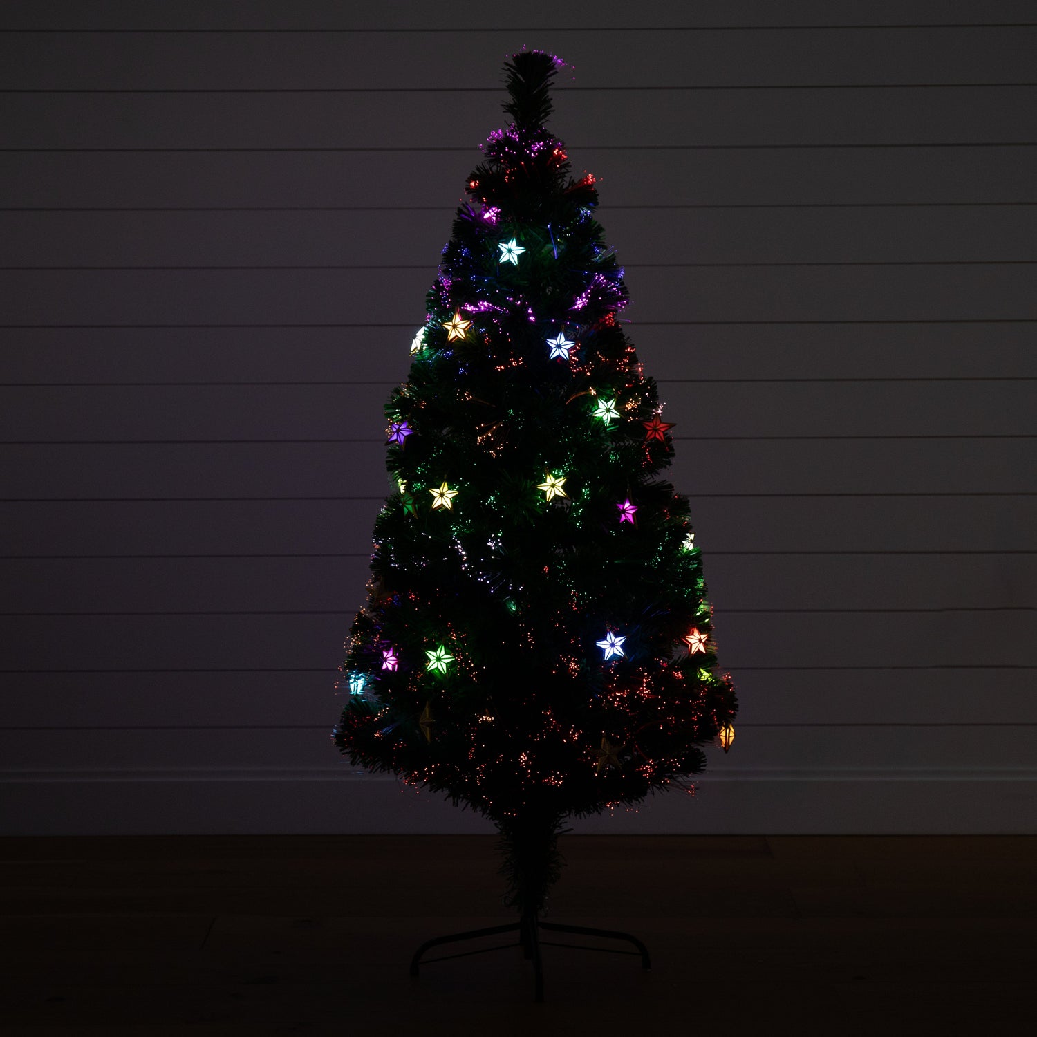 5' Pre-Lit Fiber Optic Artificial Christmas Tree with 60 Colorful Star-Shaped LED Lights