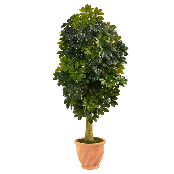 5' Schefflera Artificial Tree in Terra-Cotta Planter (Real Touch)