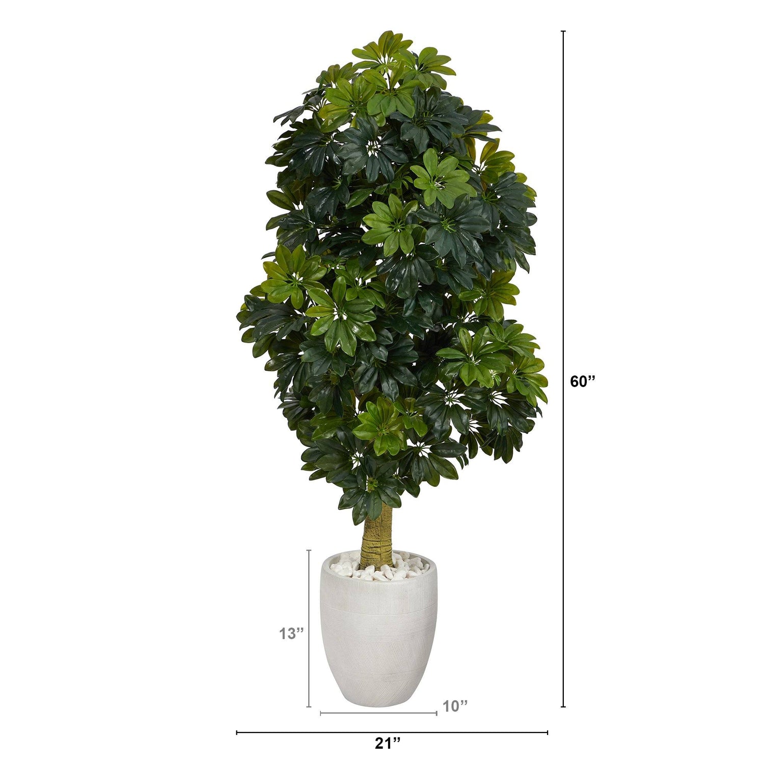 5' Schefflera Artificial Tree in White Planter (Real Touch)