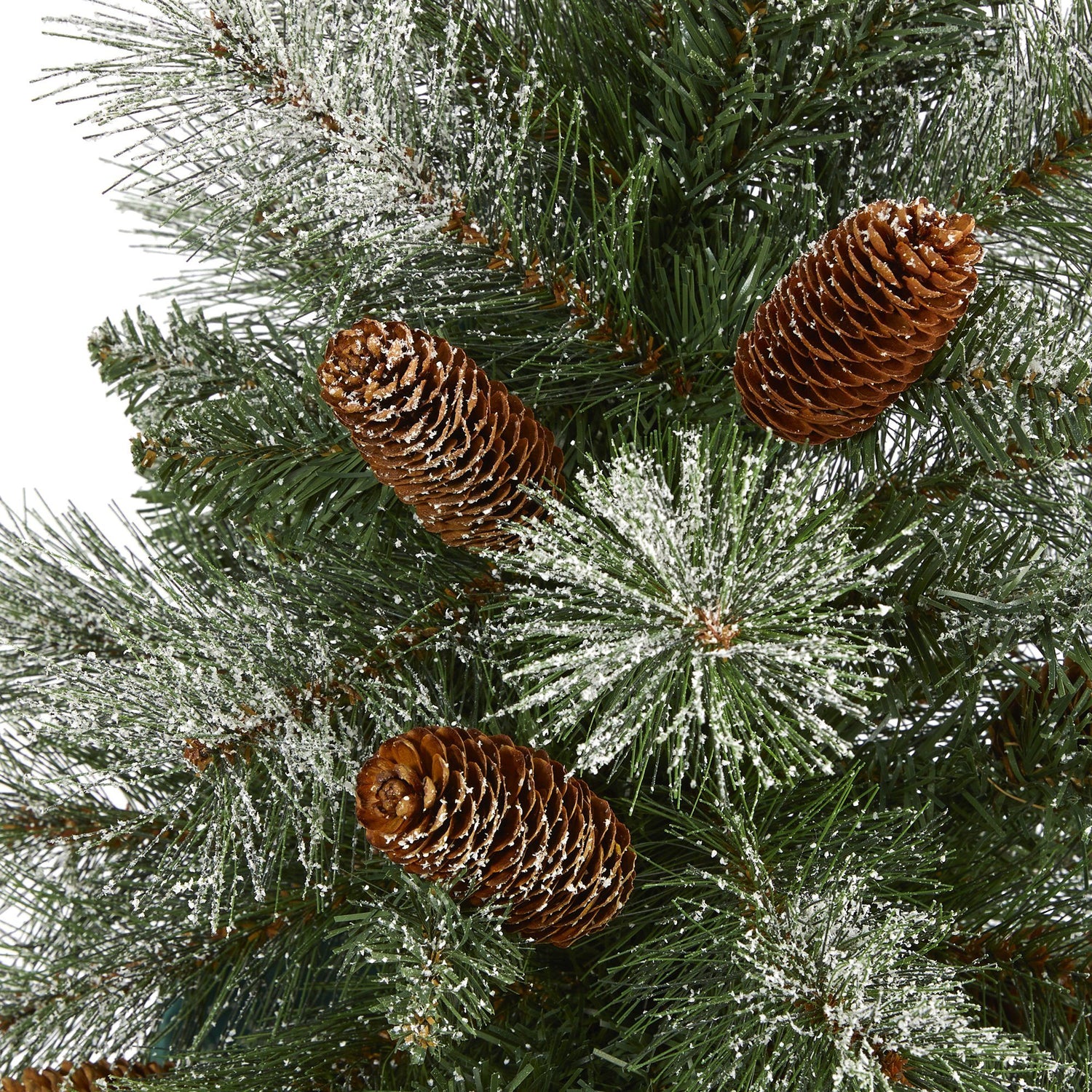 5’ Snowed French Alps Mountain Pine Artificial Christmas Tree with 387 Bendable Branches and Pine Cones