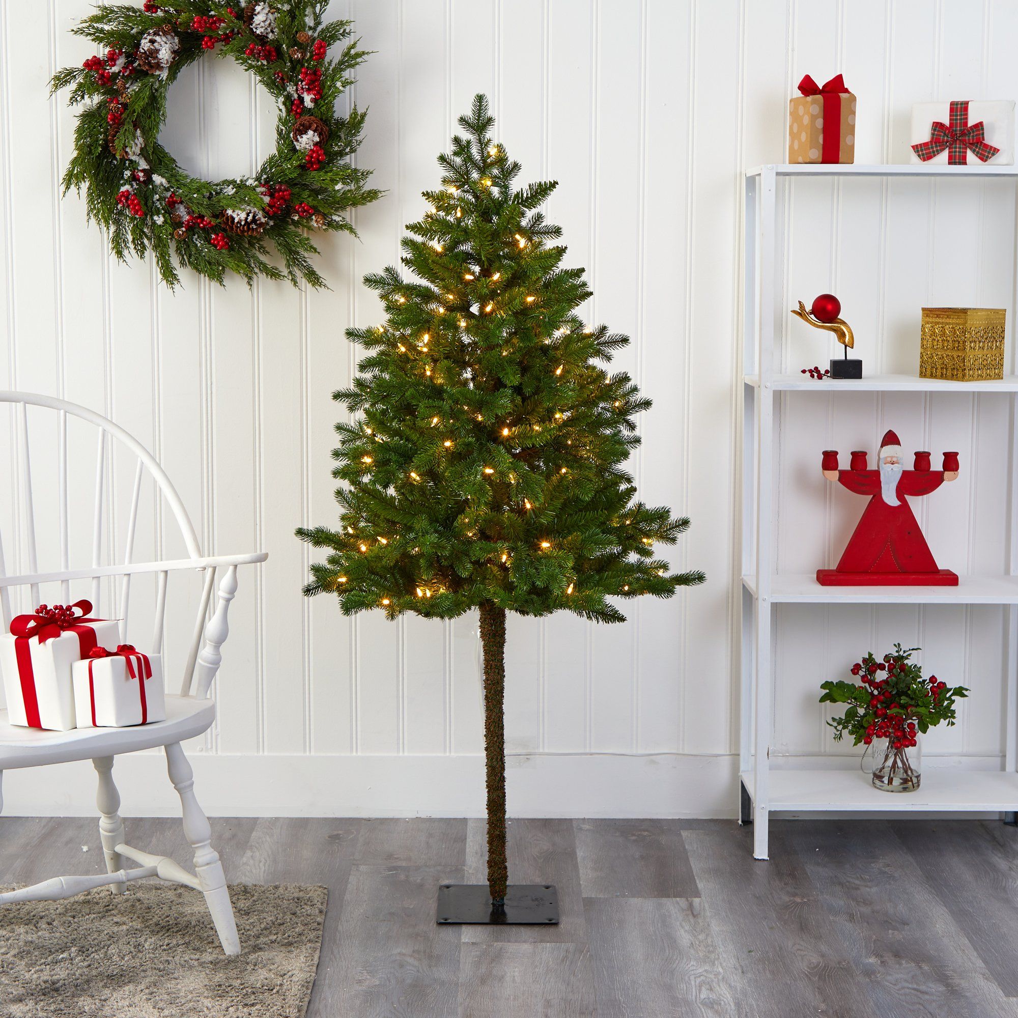 5' Swiss Alpine Artificial Christmas Tree with 150 Clear LED