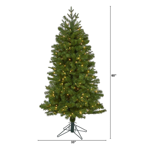 5' Vancouver Spruce Artificial Christmas Tree with 200 Warm White Lights and 461 Bendable Branches