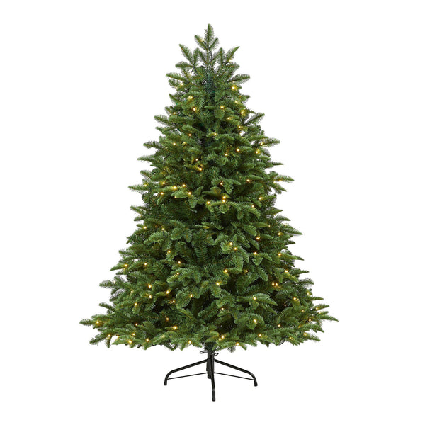 5’ Wyoming Fir Artificial Christmas Tree with 250 Clear LED Lights and 630 Bendable Branches