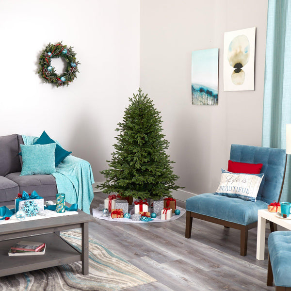 5’ Wyoming Spruce Artificial Christmas Tree with 300 Clear LED Lights and 773 Bendable Branches