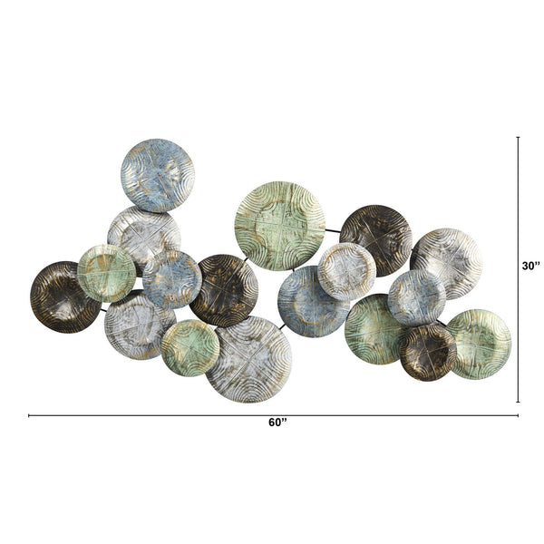 5’ x 2.5’ Embossed Metal Disc Wall Art Decor Nearly Natural