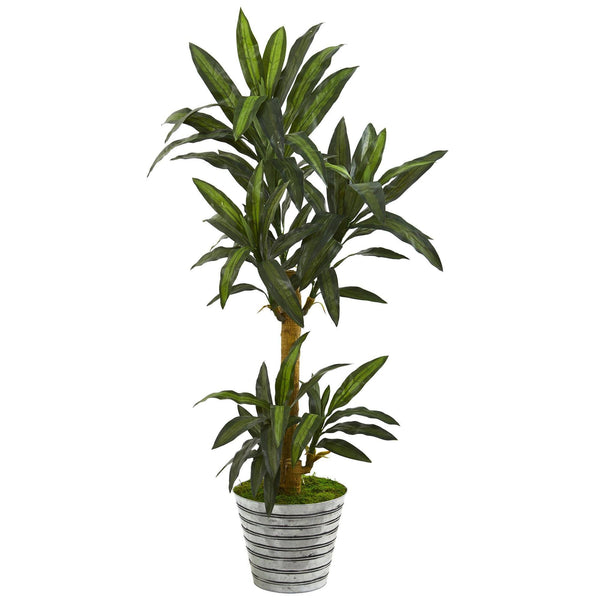 5’ Yucca Artificial Plant in Decorative Tin Bucket
