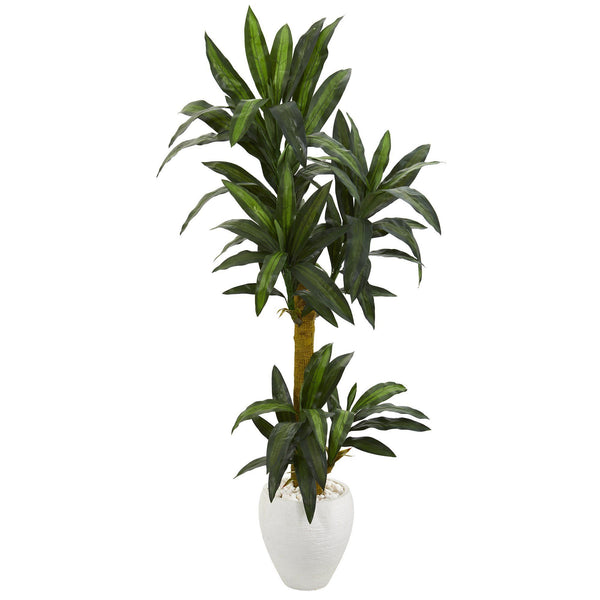 5’ Yucca Artificial Plant in White Planter