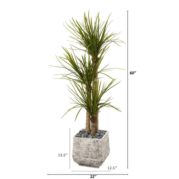 5’ Yucca Artificial Tree in White Planter