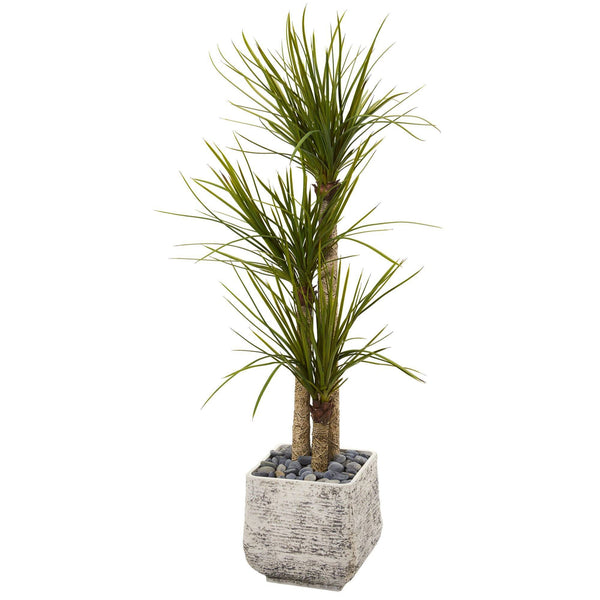 5’ Yucca Artificial Tree in White Planter