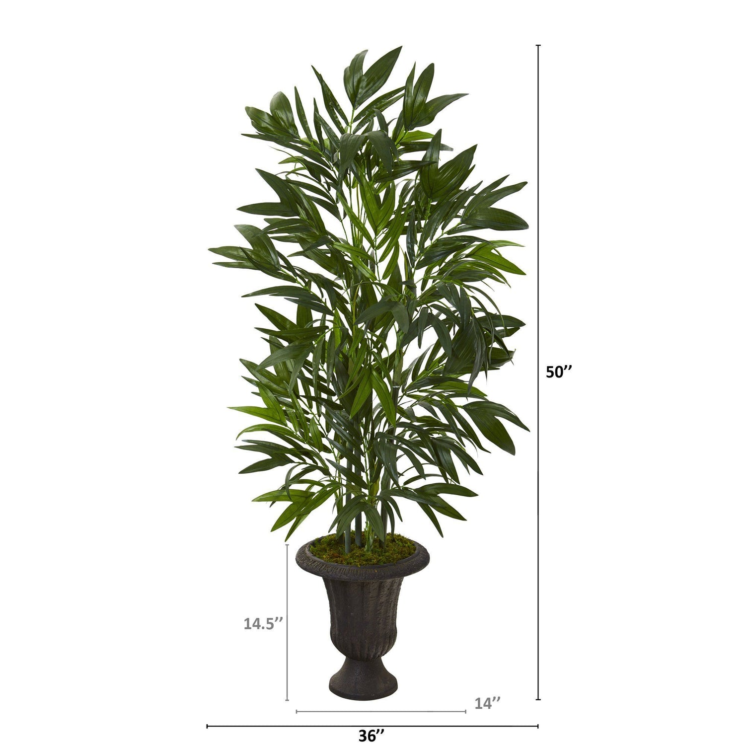 50” Bamboo Palm Artificial Tree in Charcoal Urn