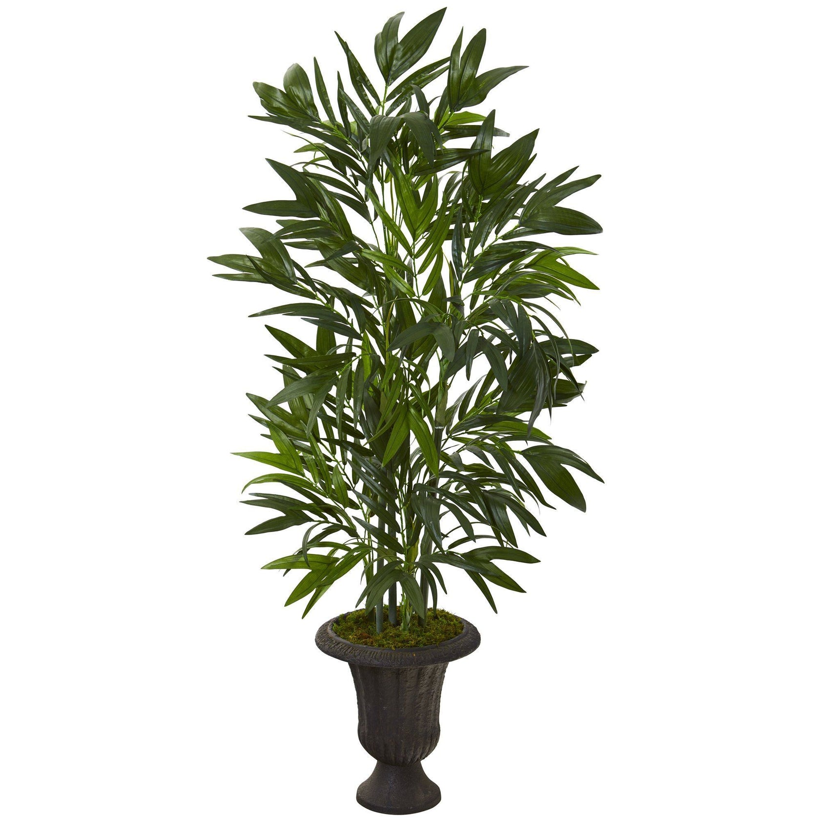 50” Bamboo Palm Artificial Tree in Charcoal Urn Nearly Natural