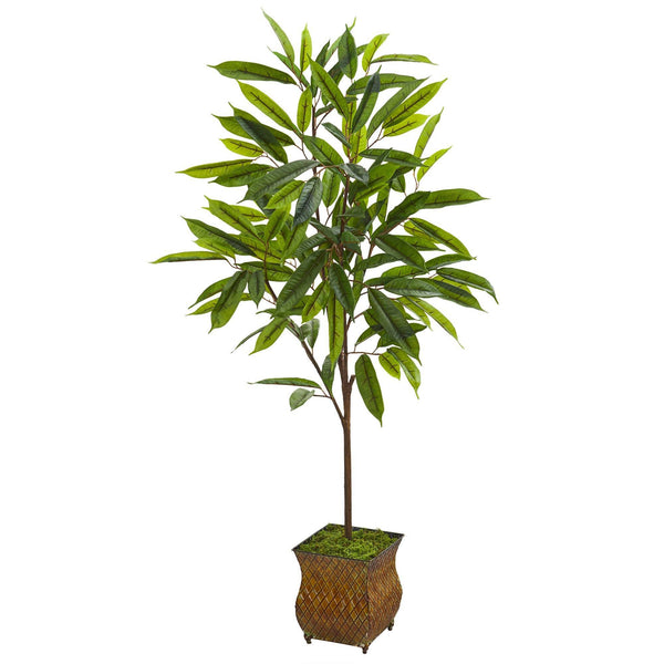 50” Ficus Artificial Plant in Decorative Metal Planter