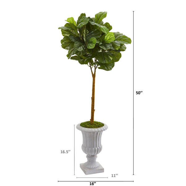 50” Fiddle Leaf Artificial Tree in Decorative Urn (Real Touch)