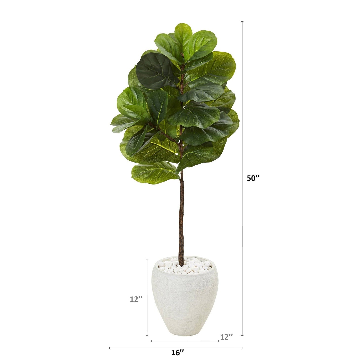 50” Fiddle Leaf Artificial Tree in White Planter (Real Touch) | Nearly ...
