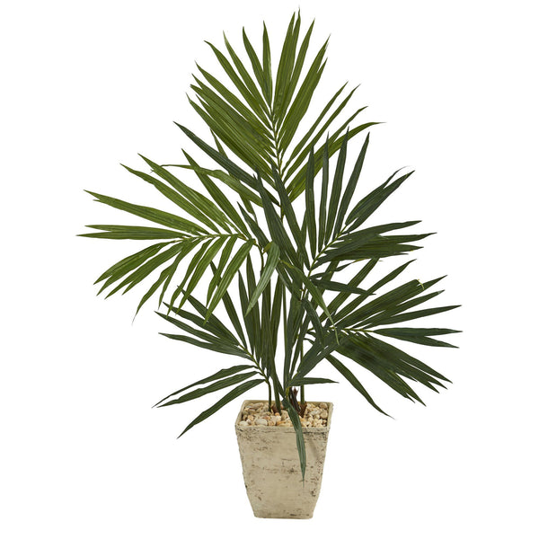50” Kentia Artificial Palm Tree in Country White Planter