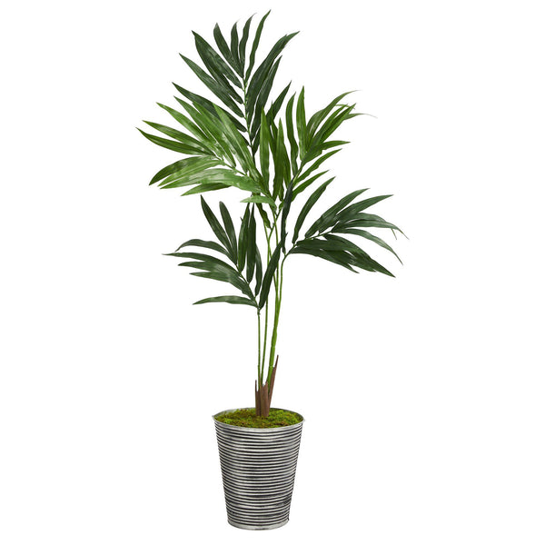 50” Kentia Artificial Palm Tree in Decorative Tin Planter