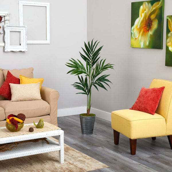 50” Kentia Artificial Palm Tree in Decorative Tin Planter