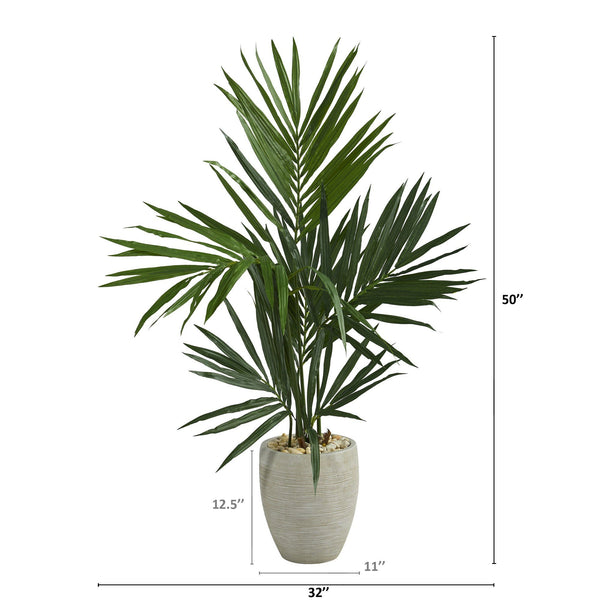 50” Kentia Artificial Palm Tree in Sand Colored Planter