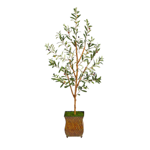 50” Olive Artificial Tree in Metal Planter