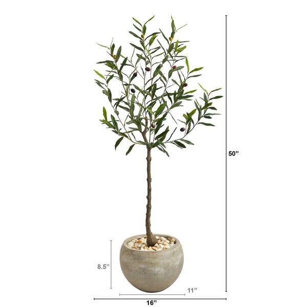 50” Olive Artificial Tree in Sand Colored Planter