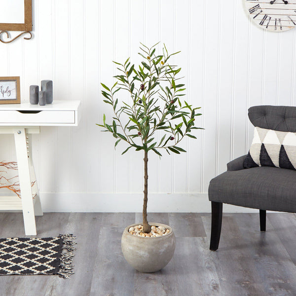 50” Olive Artificial Tree in Sand Colored Planter