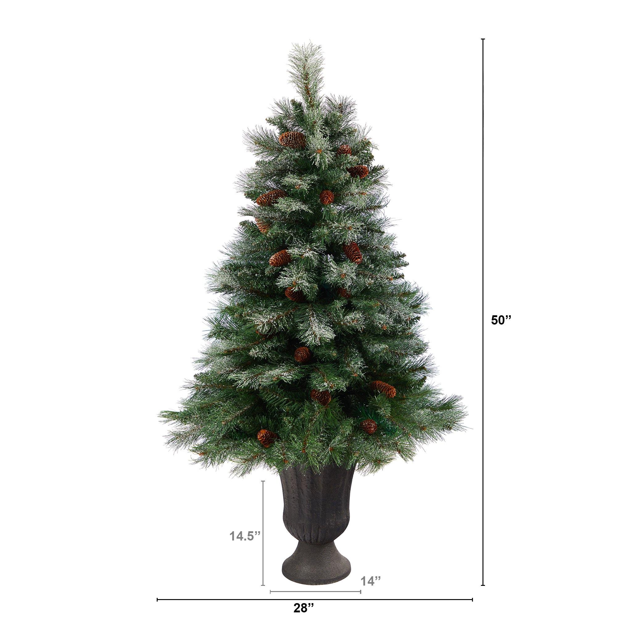 50” Snowed French Alps Mountain Pine Artificial Christmas Tree with 237 ...