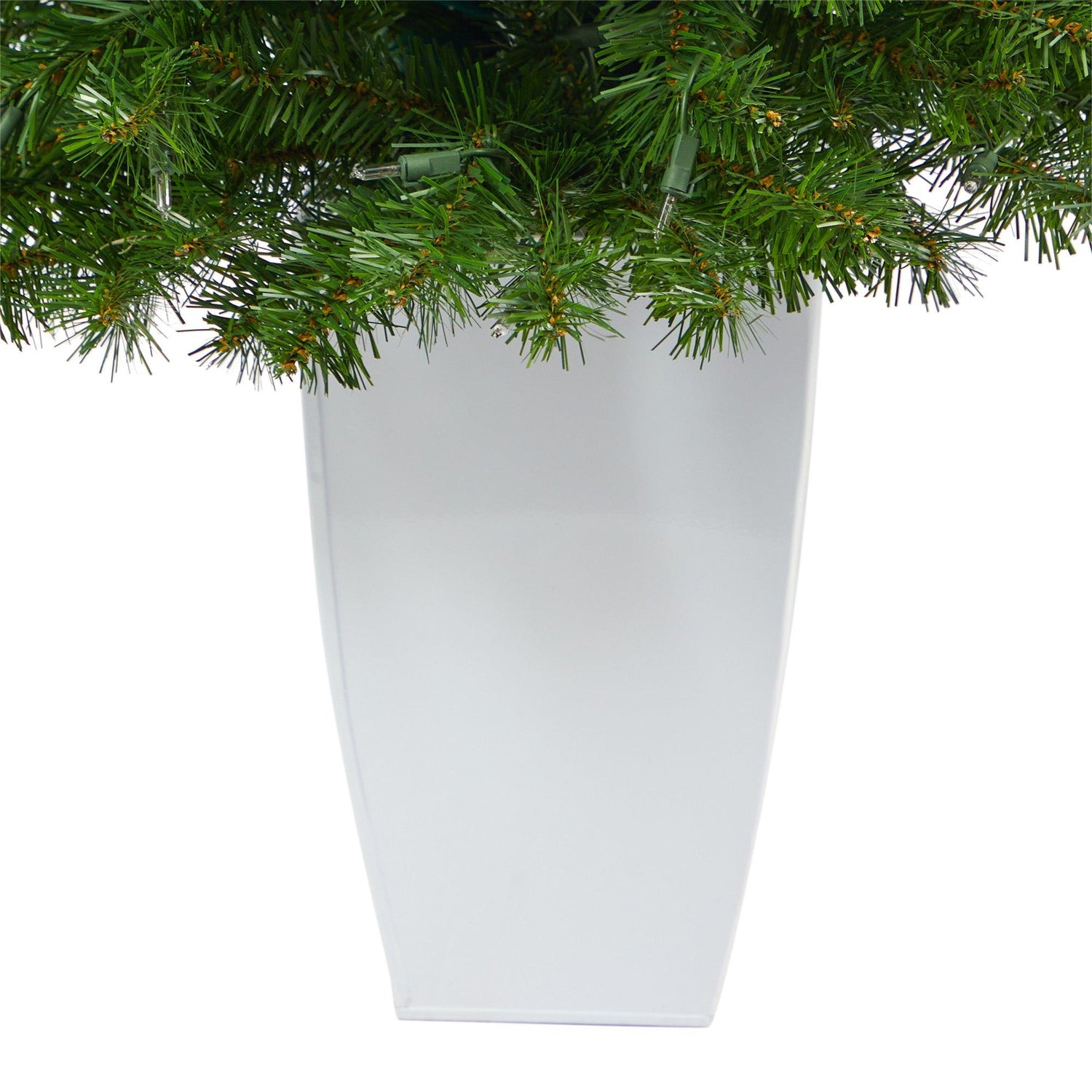 50” Virginia Fir Artificial Christmas Tree with 100 Clear Lights and 223 Bendable Branches in White Metal Planter