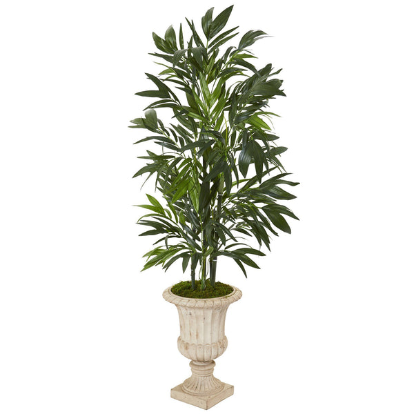 51” Bamboo Palm Artificial Tree in Sand Finished Urn