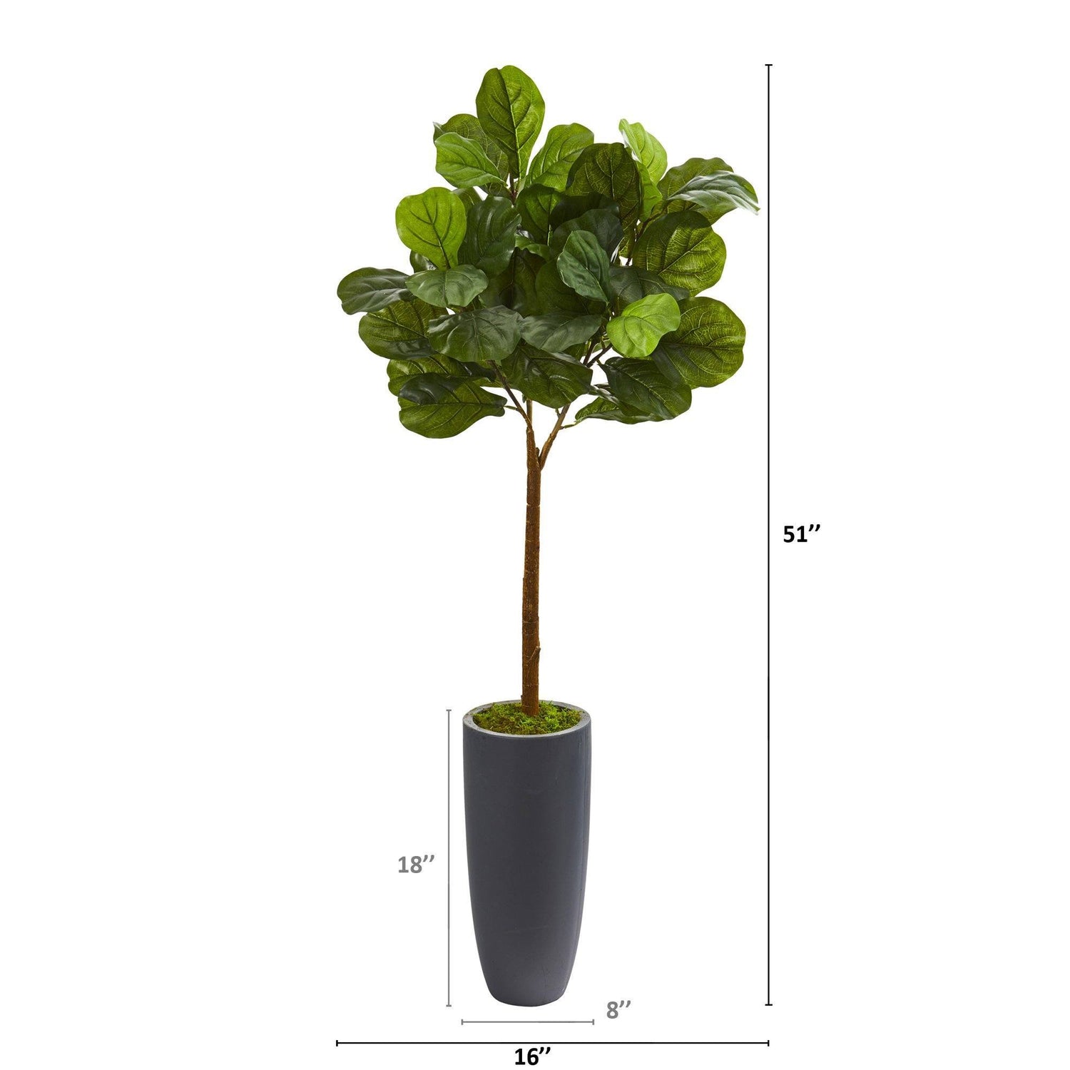 51” Fiddle Leaf Artificial Tree in Gray Planter (Real Touch)