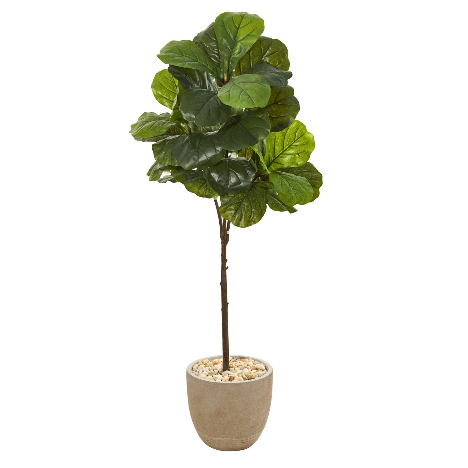 51” Fiddle Leaf Artificial Tree in Sandstone Planter (Real Touch)