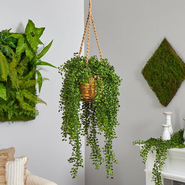 51” Gleditsia Artificial Plant in Hanging Basket UV Resistant (Indoor/Outdoor)