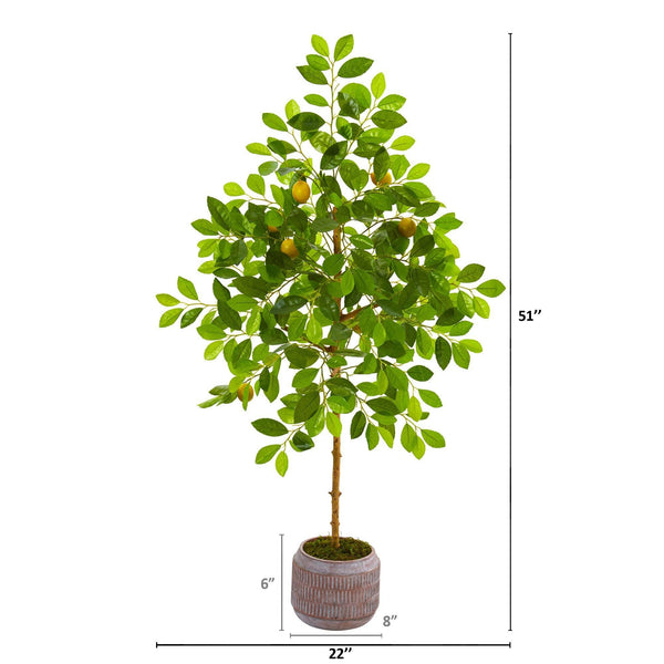 51” Lemon Artificial Tree in Stoneware Planter