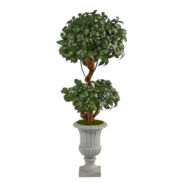 51” Sweet Bay Double Ball Topiary Artificial Tree in Decorative Urn