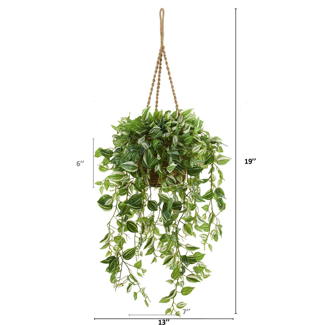 long hanging fake plants Nearly Natural 51in. Wandering Jew Artificial Plant in Hanging Basket (Real Touch)