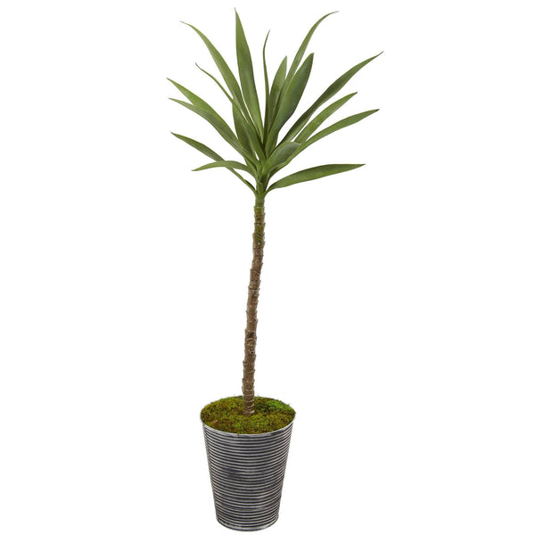 51” Yucca Artificial Plant in Decorative Tin Planter
