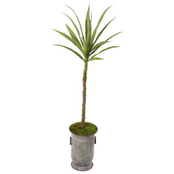 51” Yucca Artificial Plant in Vintage Metal Planter