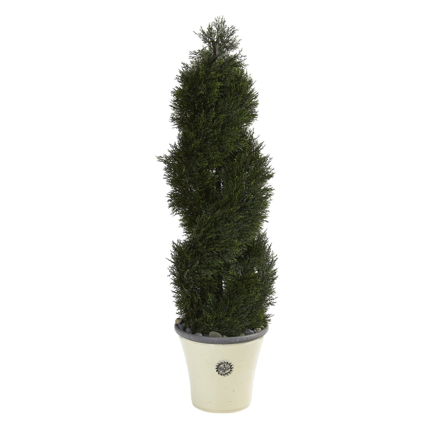 52” Double Pond Cypress Spiral Topiary Artificial Tree in Planter (Indoor/Outdoor)