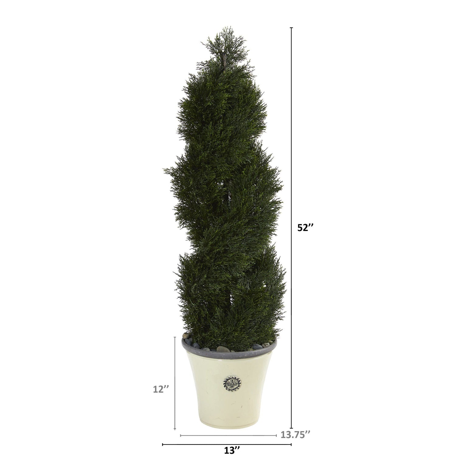 52” Double Pond Cypress Spiral Topiary Artificial Tree in Planter (Indoor/Outdoor)