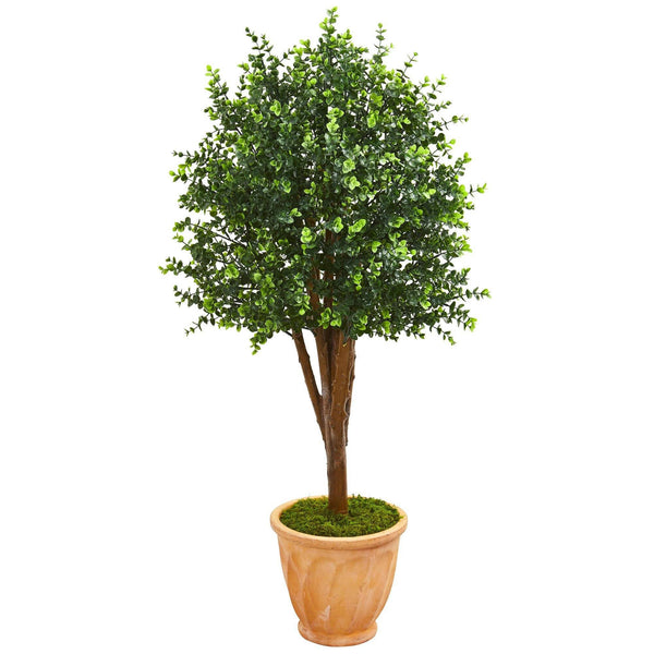 52” Eucalyptus Artificial Tree in Terra-Cotta Planter (Indoor/Outdoor)