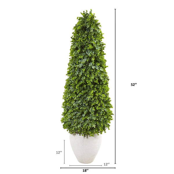 52” Eucalyptus Topiary Artificial Tree in White Planter (Indoor/Outdoor)